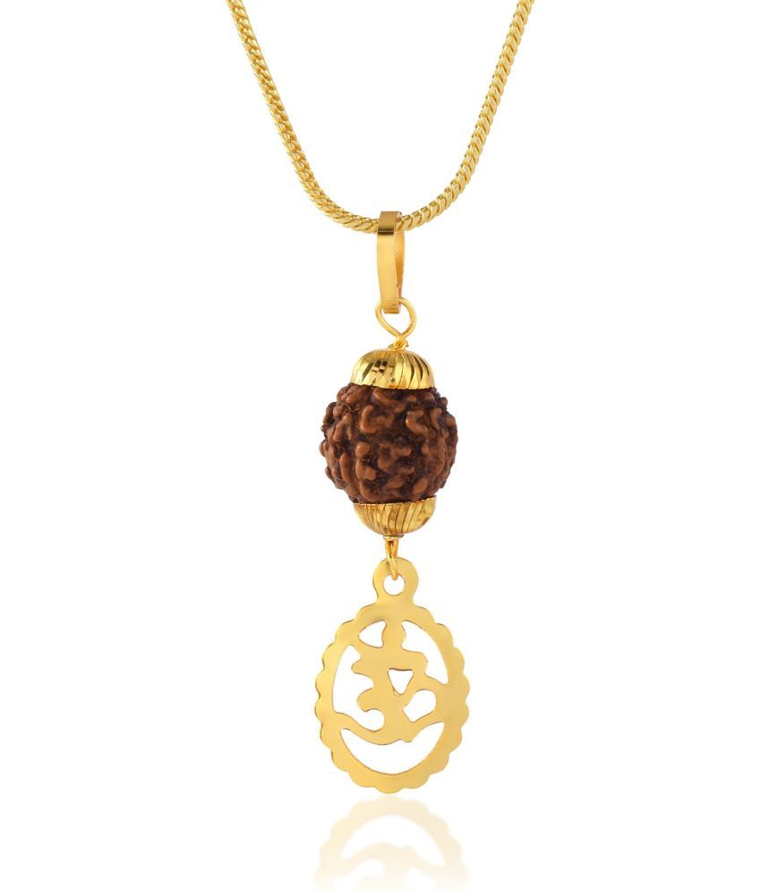     			Admier gold plated om hanging with rudraksha religious pendant for men women