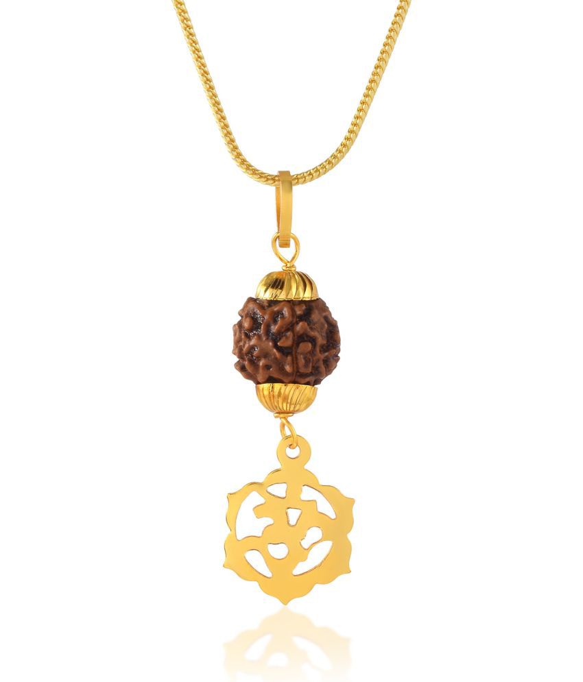     			Admier gold plated om hanging with rudraksha religious pendant for men women
