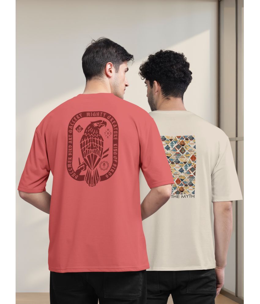     			BULLMER Pack of 2 Cotton Blend Oversized Fit Men's T-Shirt ( Red )