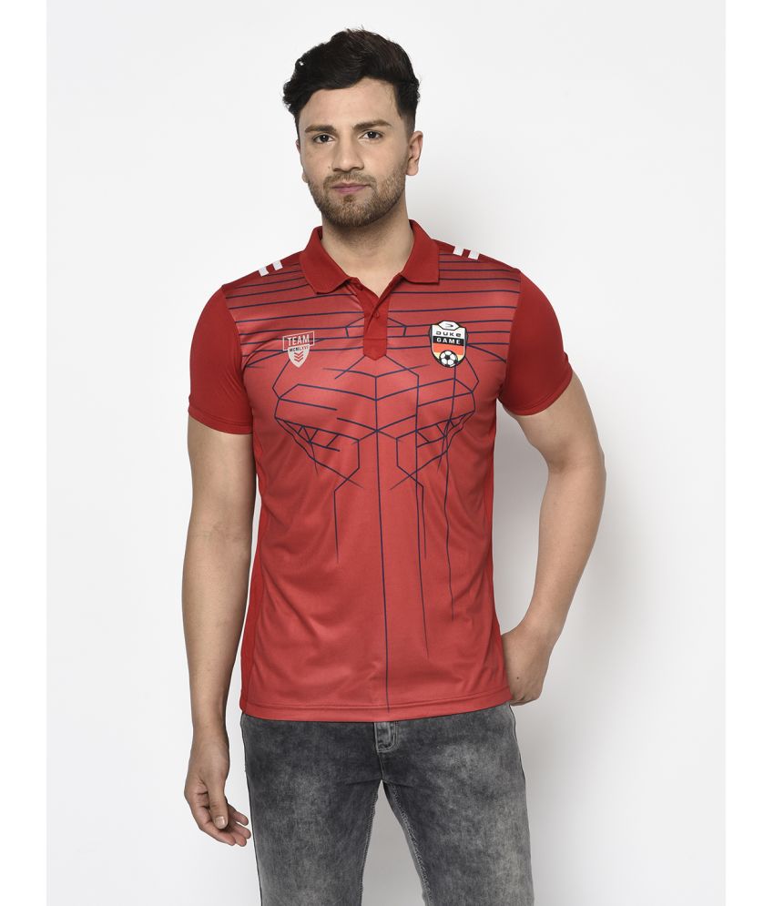     			Duke Cotton Blend Slim Fit Printed Half Sleeves Men's Polo T Shirt - Red ( Pack of 1 )
