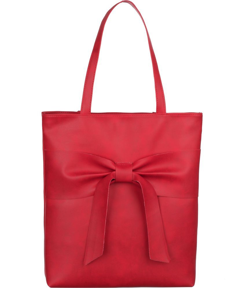     			FD Fashion Red PU Tote Bag