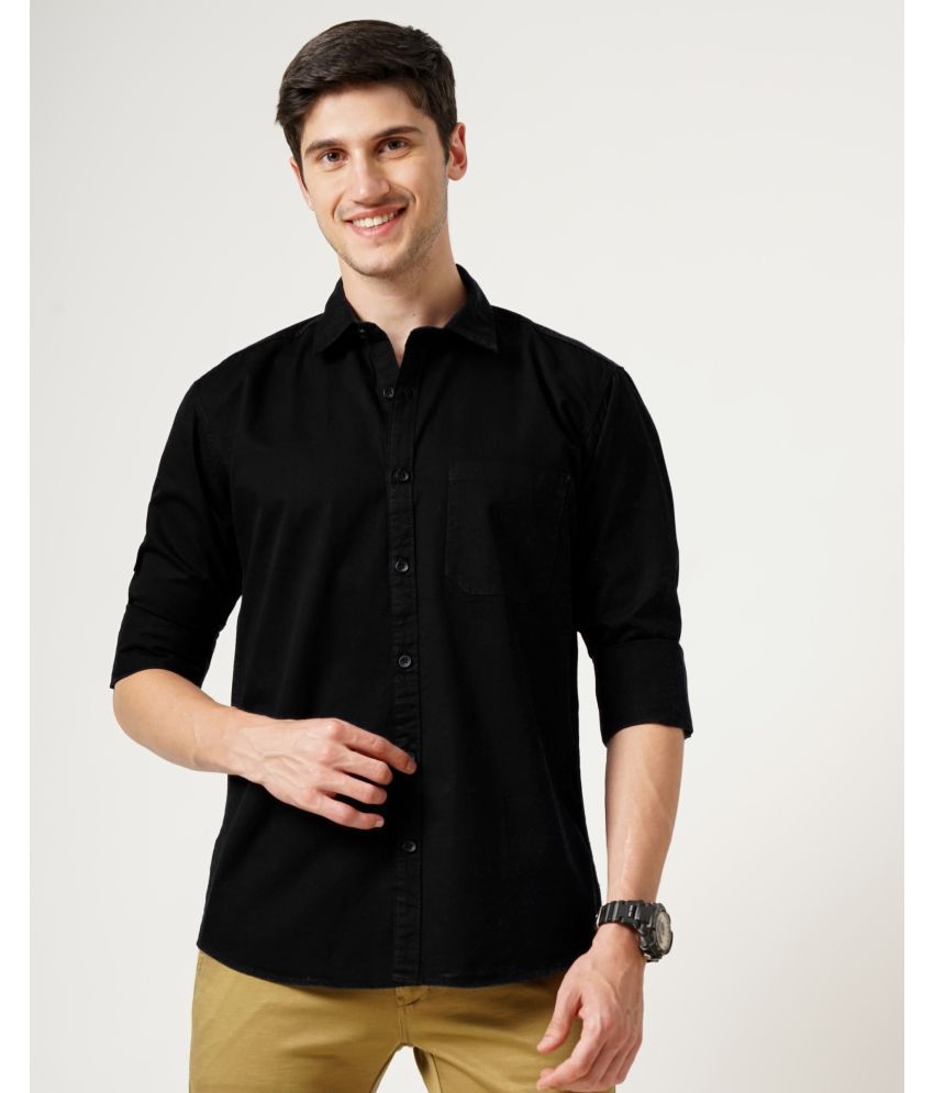     			HETIERS 100% Cotton Slim Fit Solids Full Sleeves Men's Casual Shirt - Black ( Pack of 1 )