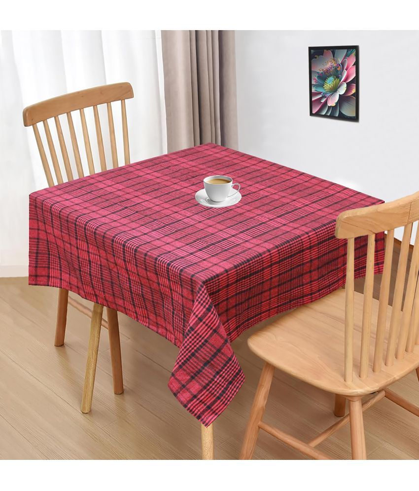     			Oasis Hometex Checks Cotton 2 Seater Square Table Cover ( 102 x 102 ) cm Pack of 1 Multicolor