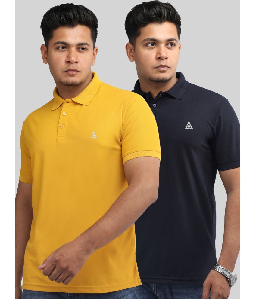     			PROPERSEVEN Polyester Regular Fit Solid Half Sleeves Men's Polo T Shirt - Mustard ( Pack of 2 )