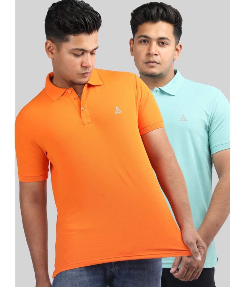     			PROPERSEVEN Polyester Regular Fit Solid Half Sleeves Men's Polo T Shirt - Orange ( Pack of 2 )