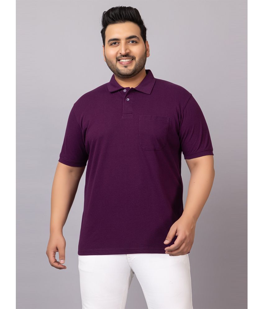     			YHA Cotton Blend Regular Fit Solid Half Sleeves Men's Polo T Shirt - Purple ( Pack of 1 )