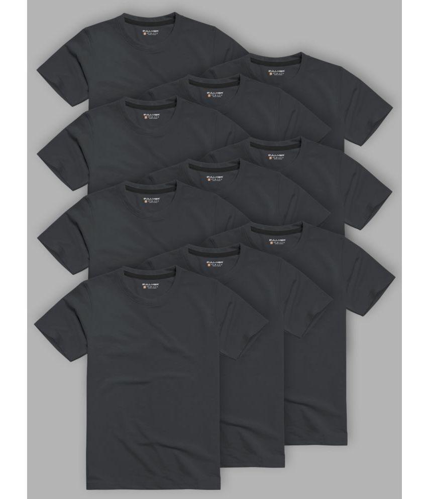     			BULLMER Cotton Blend Regular Fit Solid Half Sleeves Men's T-Shirt - Dark Grey ( Pack of 10 )