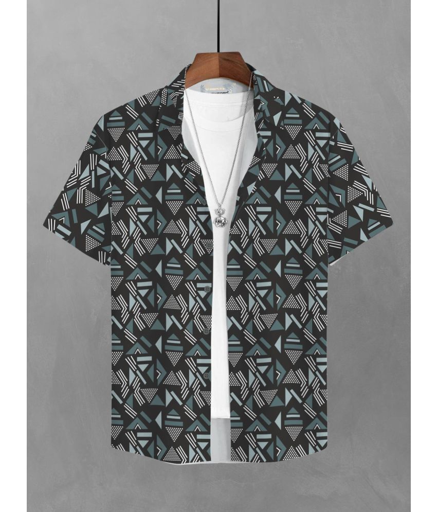     			BULLMER Cotton Blend Regular Fit Printed Half Sleeves Men's Casual Shirt - Black ( Pack of 1 )