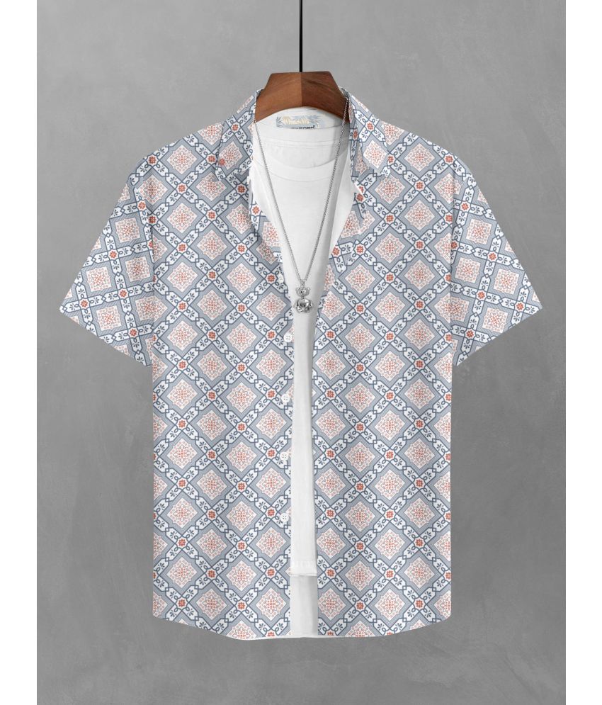     			BULLMER Cotton Blend Regular Fit Printed Half Sleeves Men's Casual Shirt - Blue ( Pack of 1 )