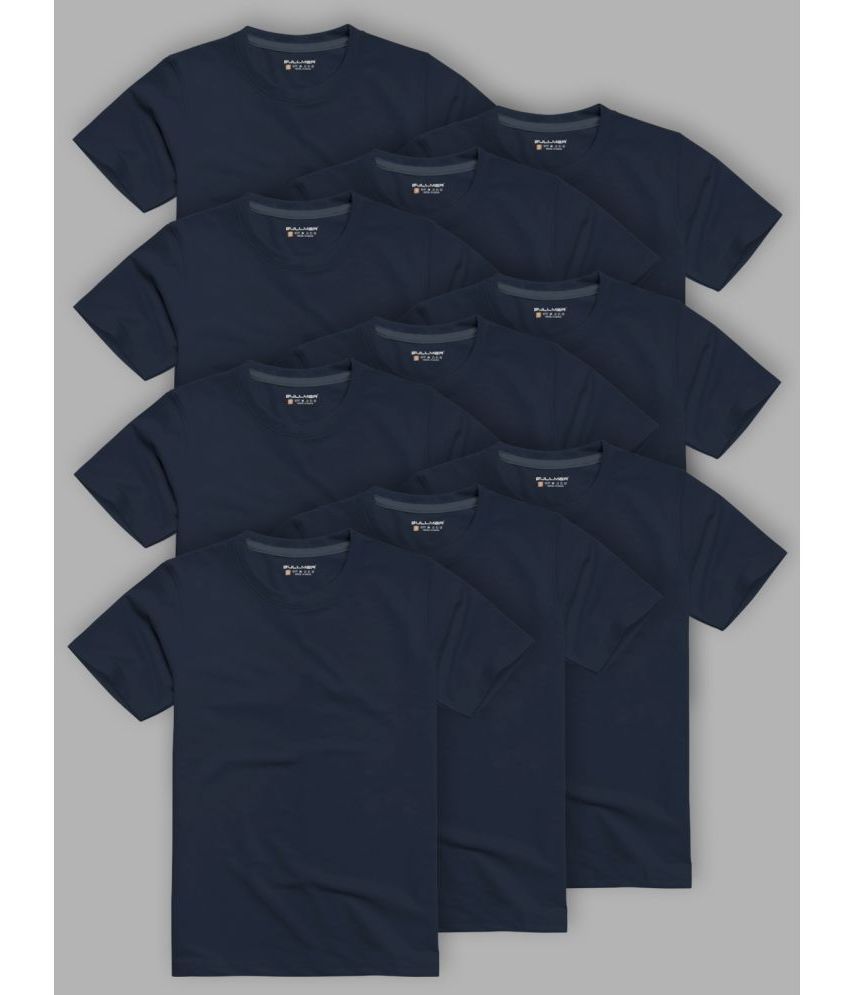     			BULLMER Cotton Blend Regular Fit Solid Half Sleeves Men's T-Shirt - Navy ( Pack of 10 )