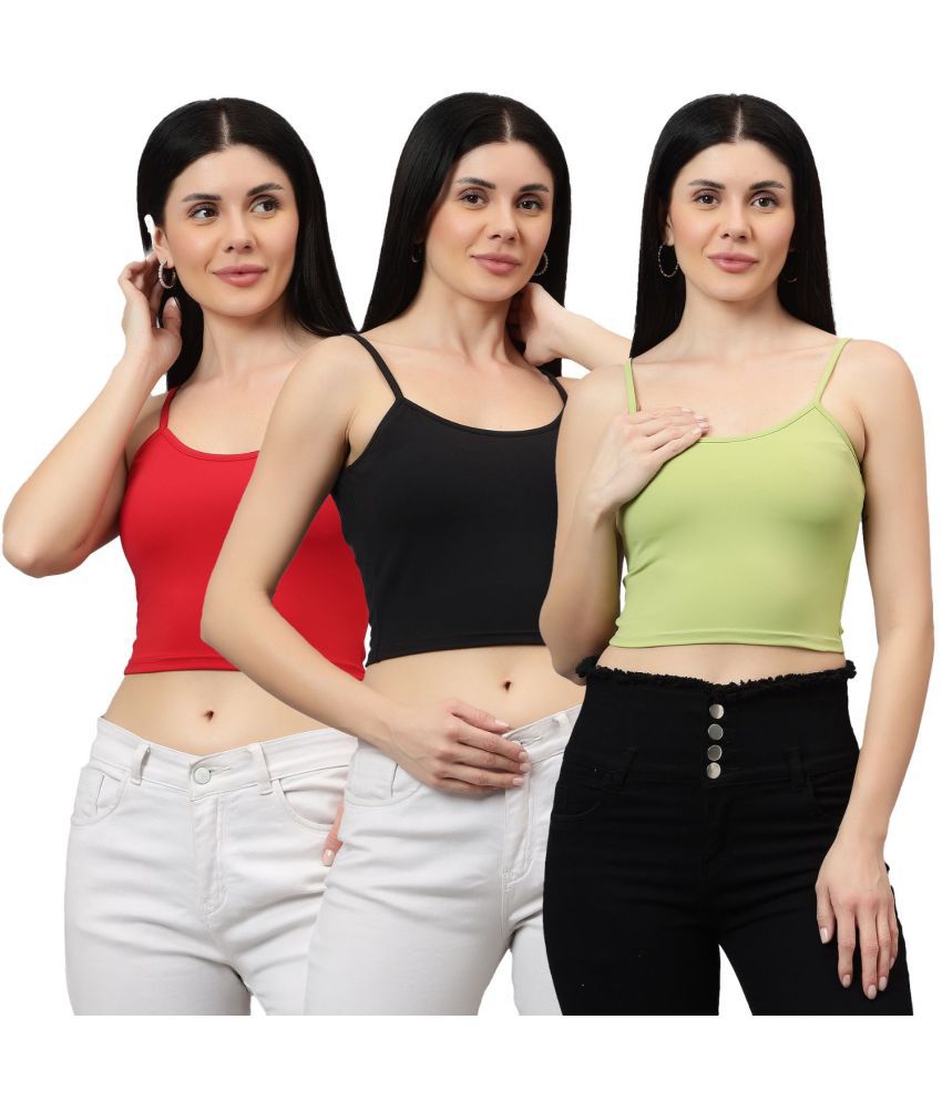     			Diaz Multi Color Linen Women's Camisole Top ( Pack of 3 )