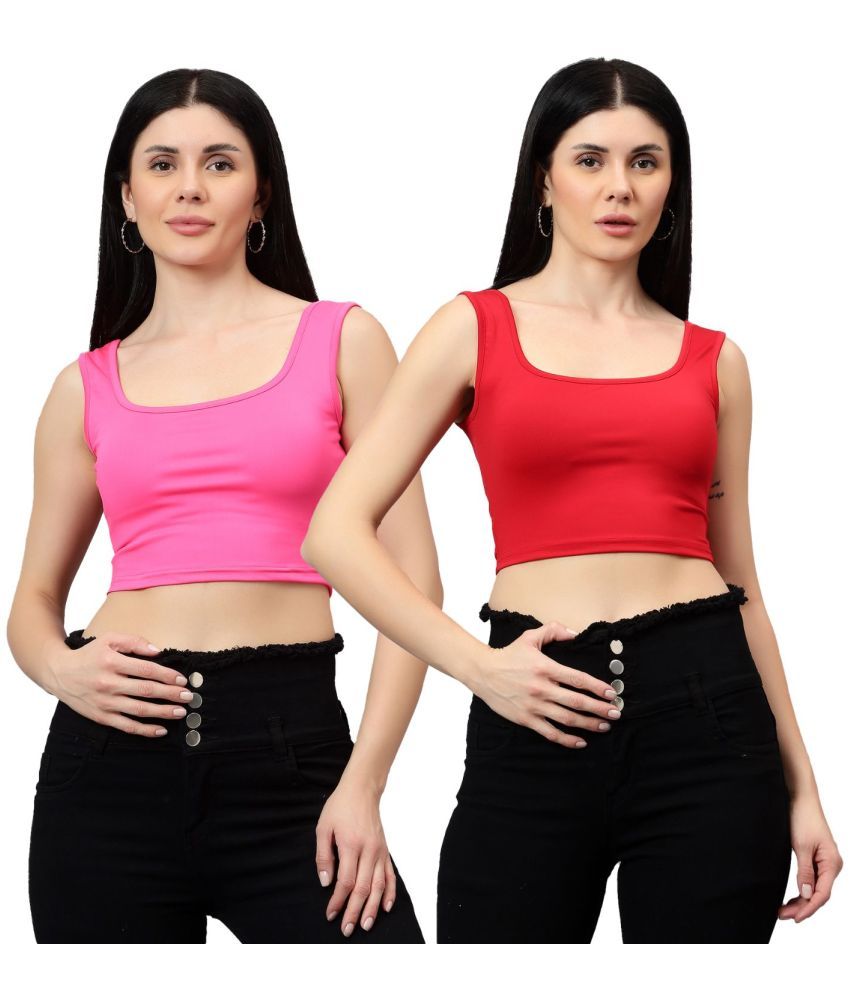     			Diaz Multi Color Linen Women's Crop Top ( Pack of 2 )