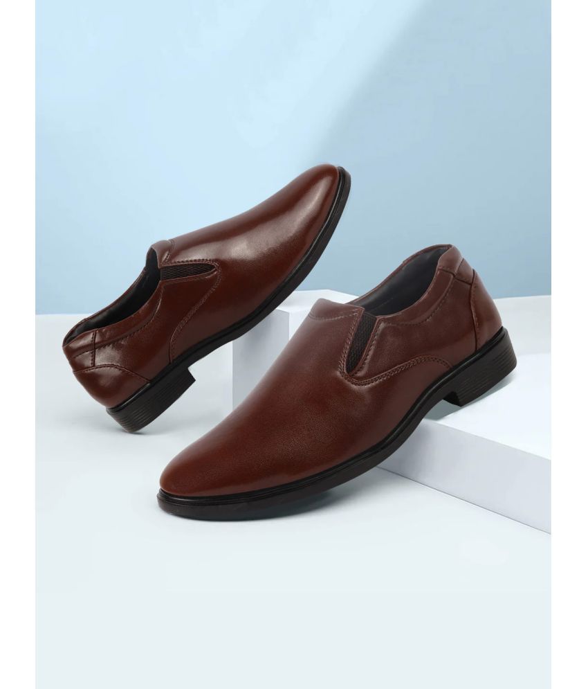     			Fausto Brown Men's Slip On Formal Shoes