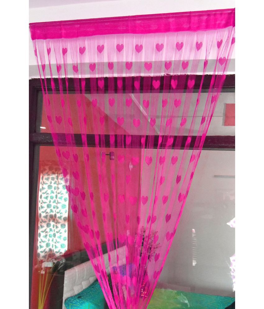     			Handloomwala Abstract Transparent Rod Pocket Curtain 7 ft ( Pack of 1 ) - Pink