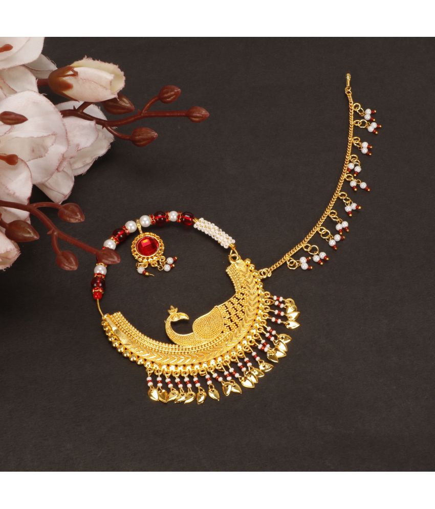     			OZ Jewels Gold-Plated Uttrakhand traditional Peacock Shaped medium size nath