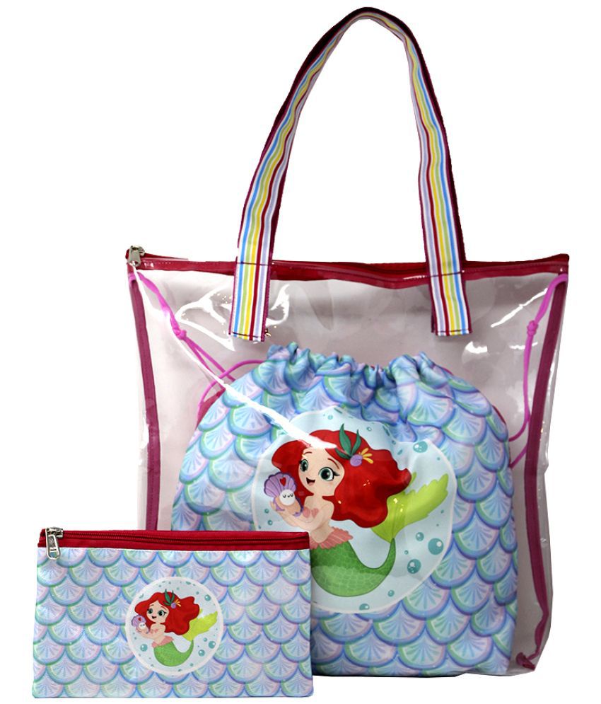     			The Rosette Imprint Swim Bag Set with Wet & Dry Drawstring Bag & Pouch (PVC) (Waterproof) - Mermaid Design