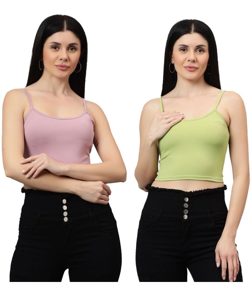     			Diaz Multi Color Linen Women's Camisole Top ( Pack of 2 )