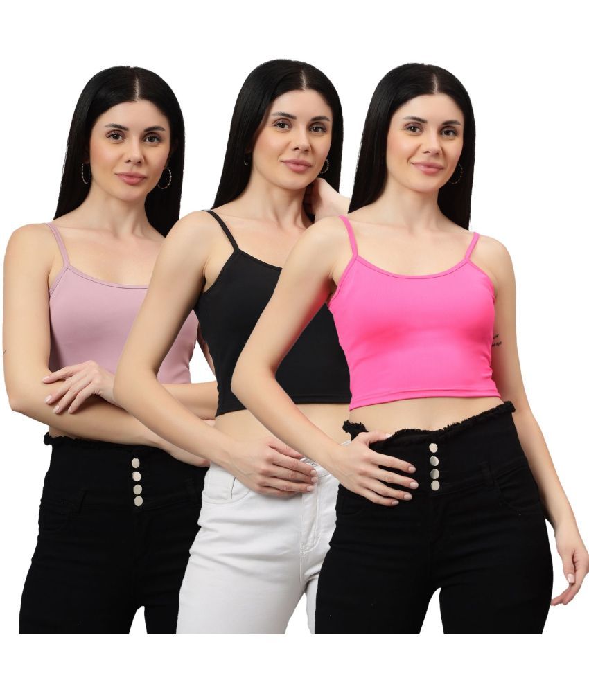     			Diaz Multi Color Linen Women's Camisole Top ( Pack of 3 )