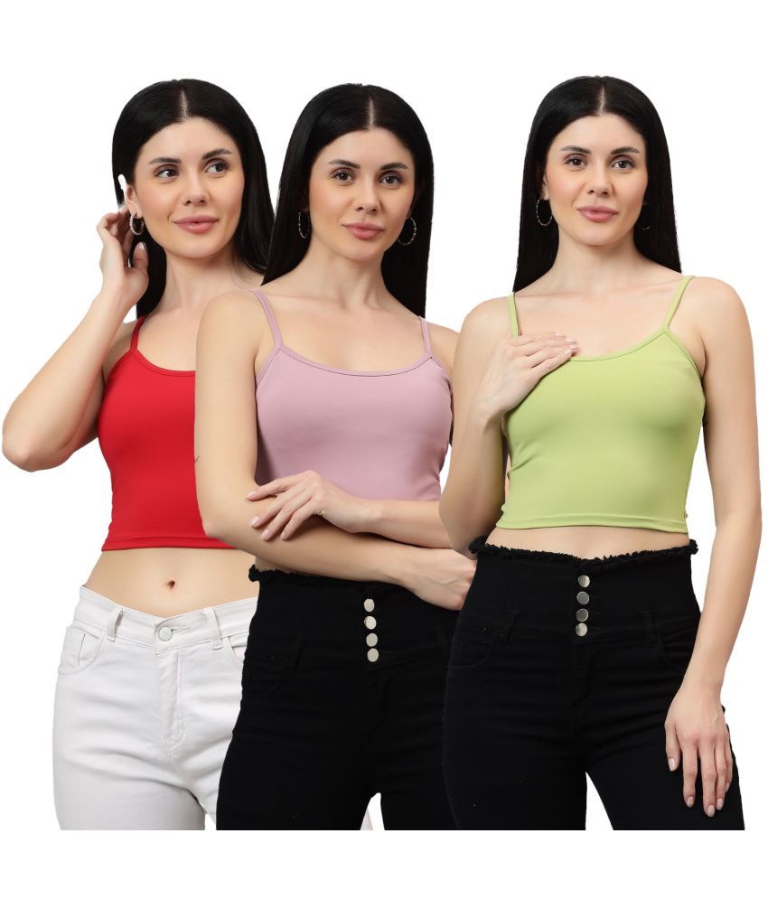     			Diaz Multi Color Linen Women's Camisole Top ( Pack of 3 )