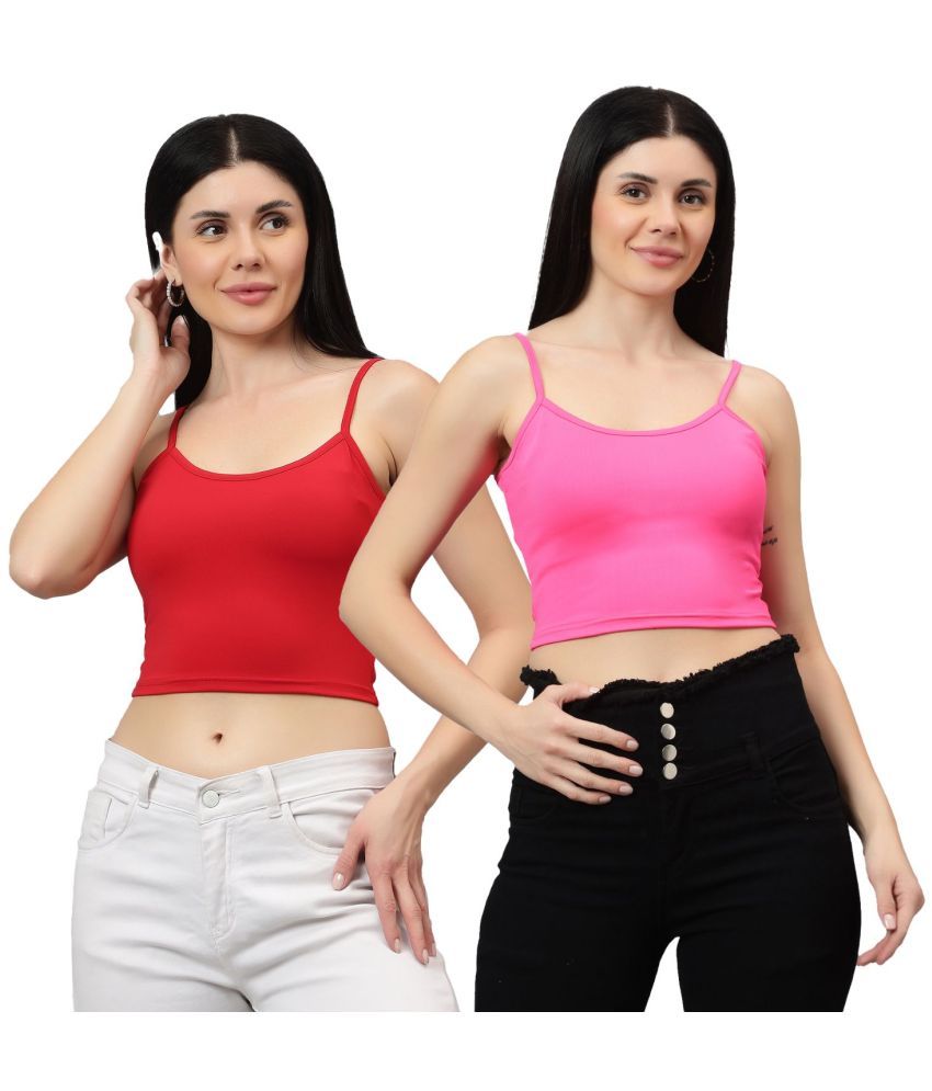     			Diaz Multi Color Linen Women's Camisole Top ( Pack of 2 )