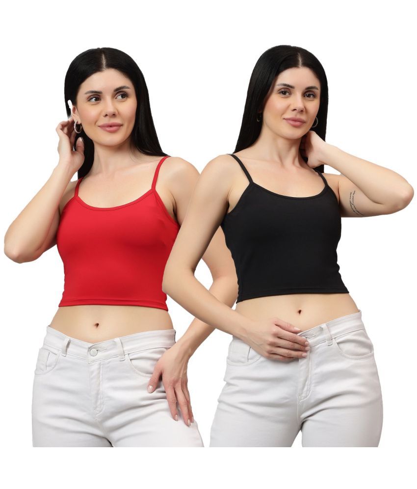     			Diaz Multi Color Linen Women's Camisole Top ( Pack of 2 )