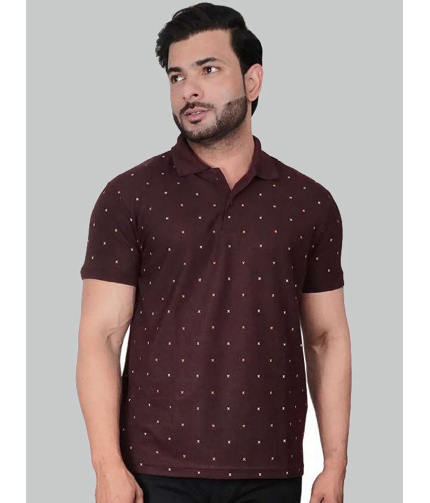     			Lycos Cotton Blend Regular Fit Printed Half Sleeves Men's Polo T Shirt - WINE ( Pack of 1 )