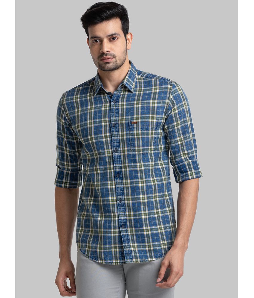     			Parx 100% Cotton Slim Fit Checks Full Sleeves Men's Casual Shirt - Green ( Pack of 1 )