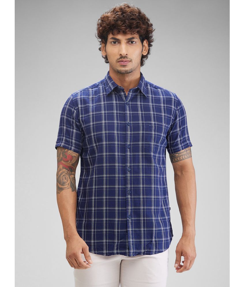     			Parx 100% Cotton Slim Fit Checks Half Sleeves Men's Casual Shirt - Blue ( Pack of 1 )