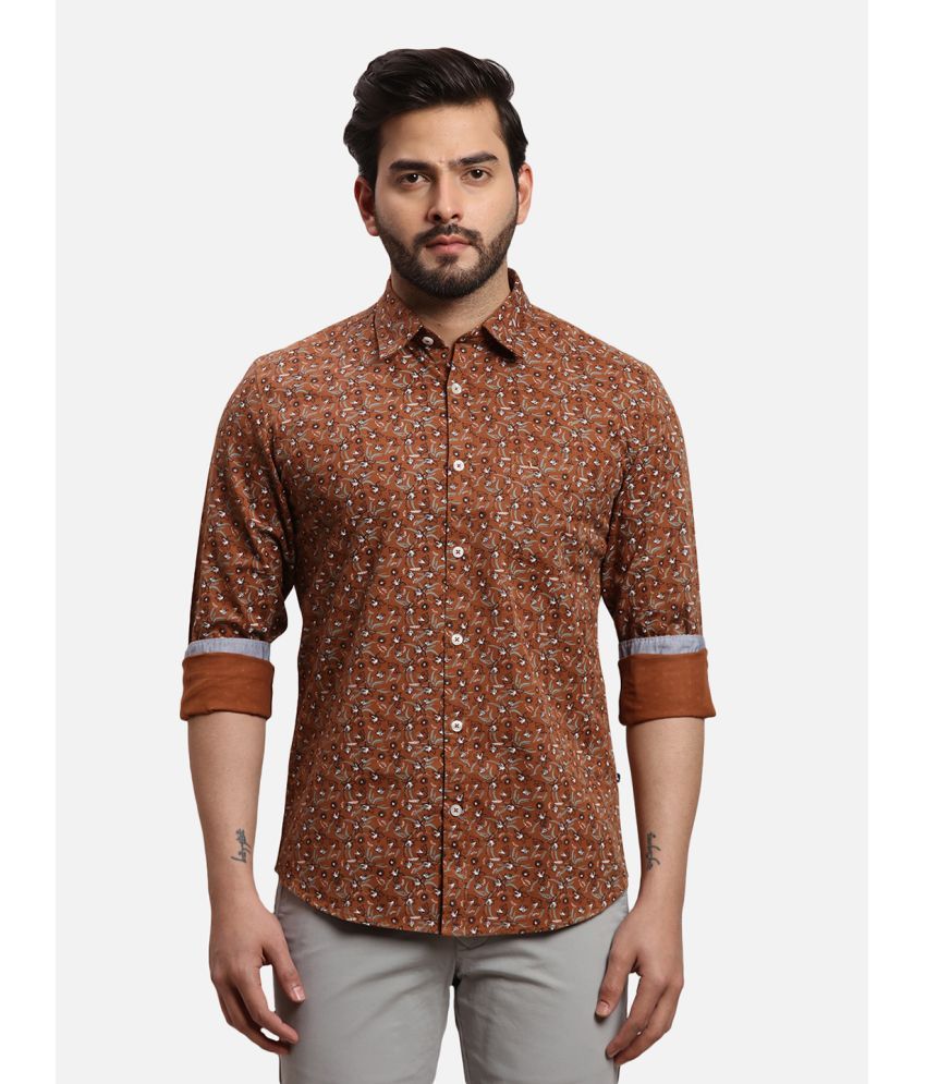     			Parx 100% Cotton Slim Fit Printed Full Sleeves Men's Casual Shirt - Brown ( Pack of 1 )