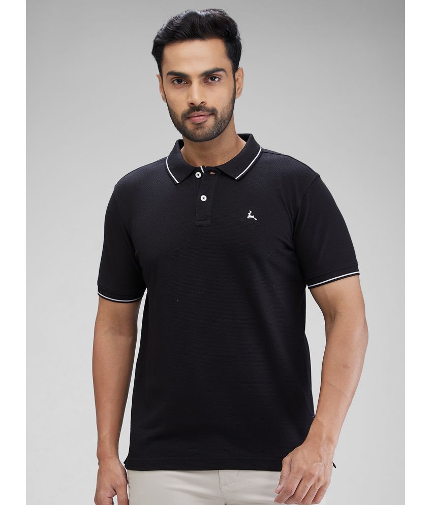     			Parx Cotton Blend Regular Fit Self Design Half Sleeves Men's Polo T Shirt - Black ( Pack of 1 )