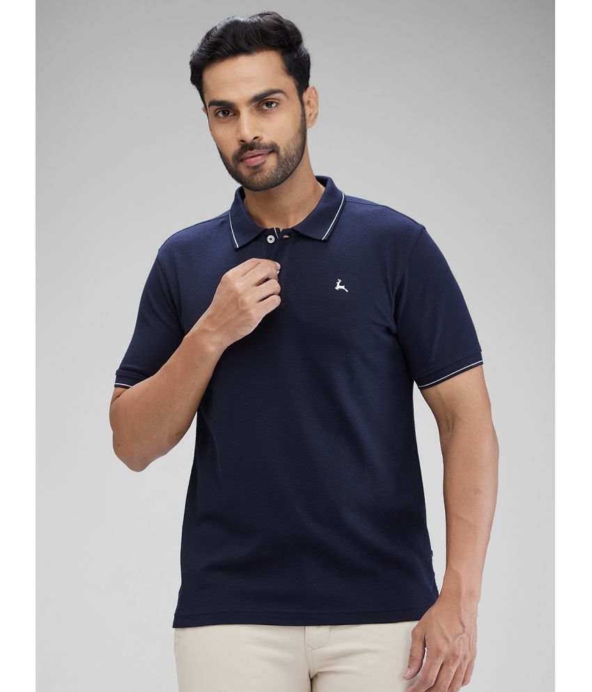     			Parx Cotton Blend Regular Fit Self Design Half Sleeves Men's Polo T Shirt - Blue ( Pack of 1 )