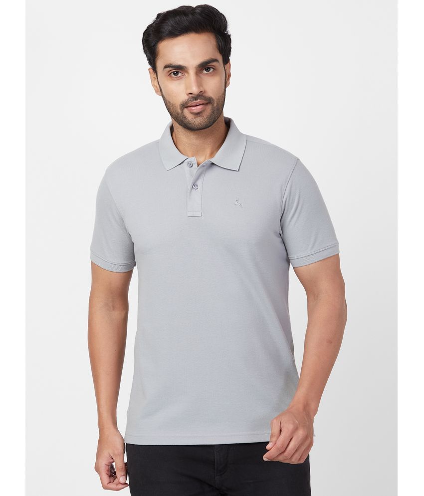     			Parx Cotton Blend Regular Fit Solid Half Sleeves Men's Polo T Shirt - Grey ( Pack of 1 )