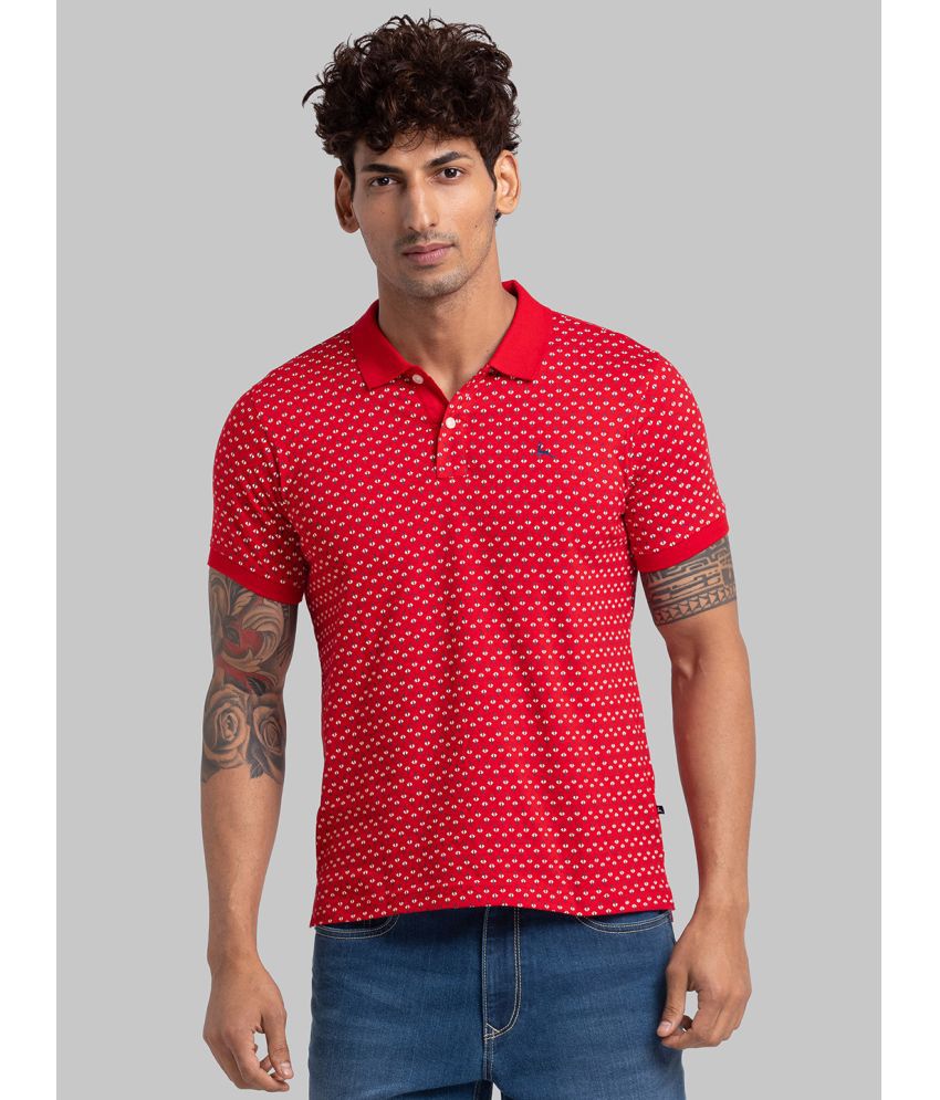     			Parx Cotton Regular Fit Printed Half Sleeves Men's Polo T Shirt - Red ( Pack of 1 )