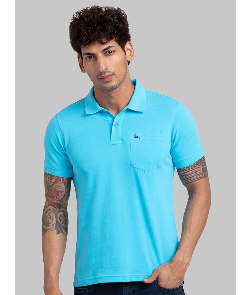     			Parx Cotton Regular Fit Solid Half Sleeves Men's Polo T Shirt - Blue ( Pack of 1 )