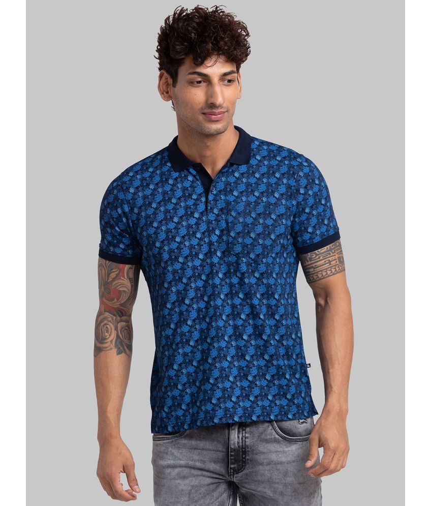     			Parx Polyester Regular Fit Printed Half Sleeves Men's Polo T Shirt - Blue ( Pack of 1 )