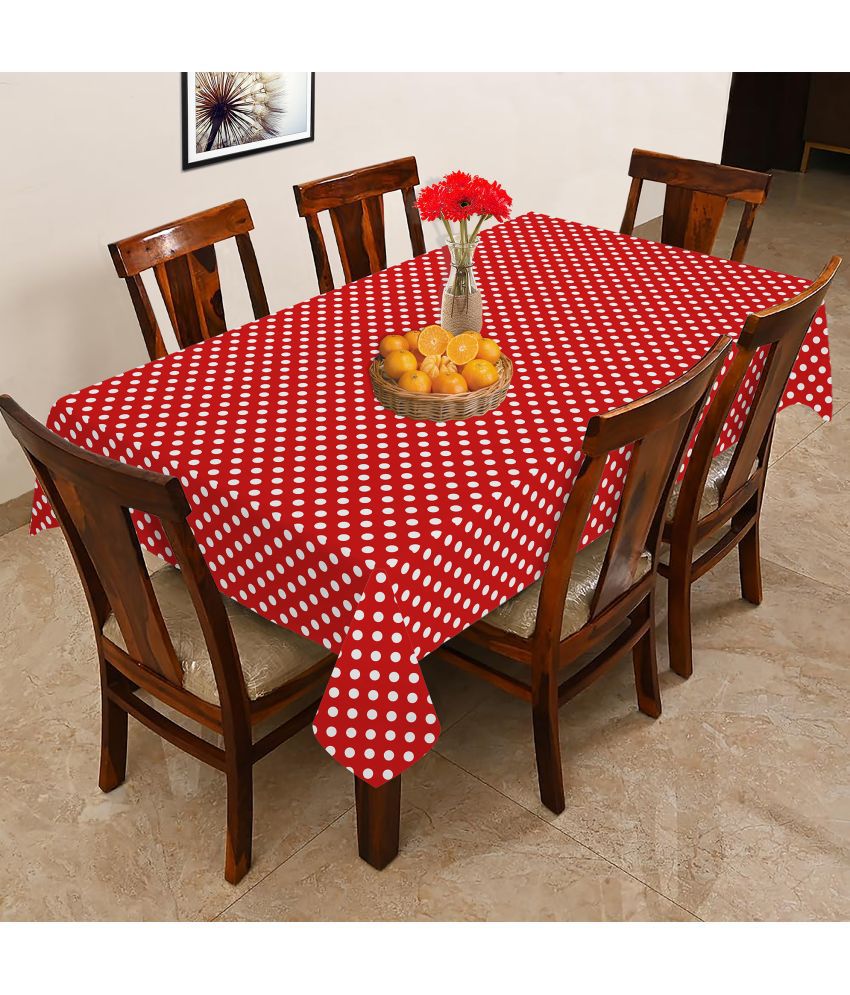     			Oasis Hometex Printed Cotton 6 Seater Rectangle Table Cover ( 178 x 152 ) cm Pack of 1 Red