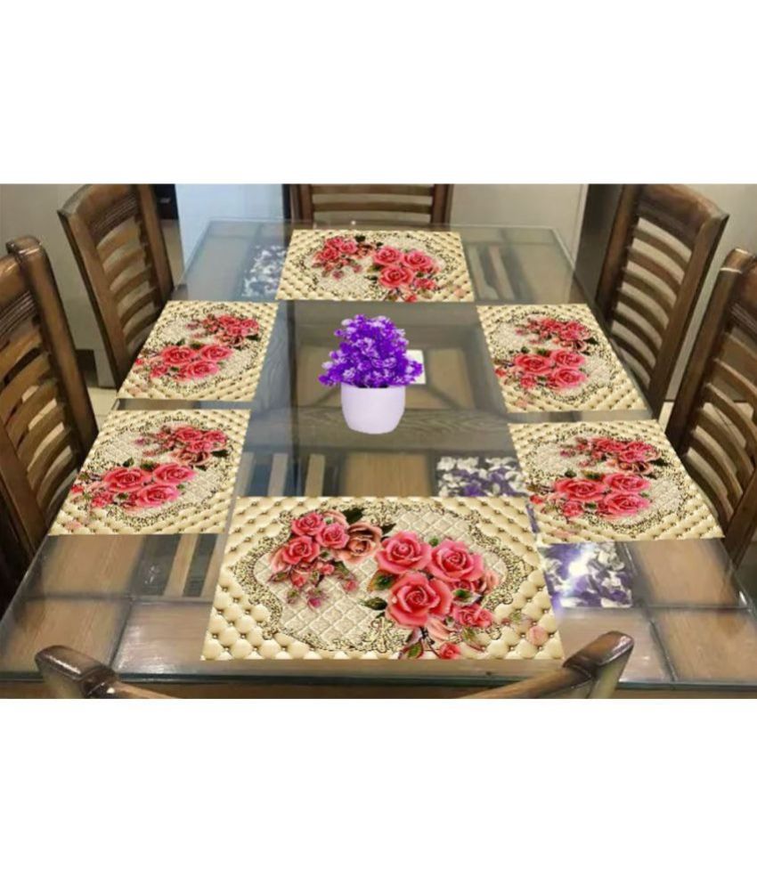     			Revexo PVC Floral Rectangle Table Mats ( 40 cm x 30 cm ) Pack of 6 - Multi
