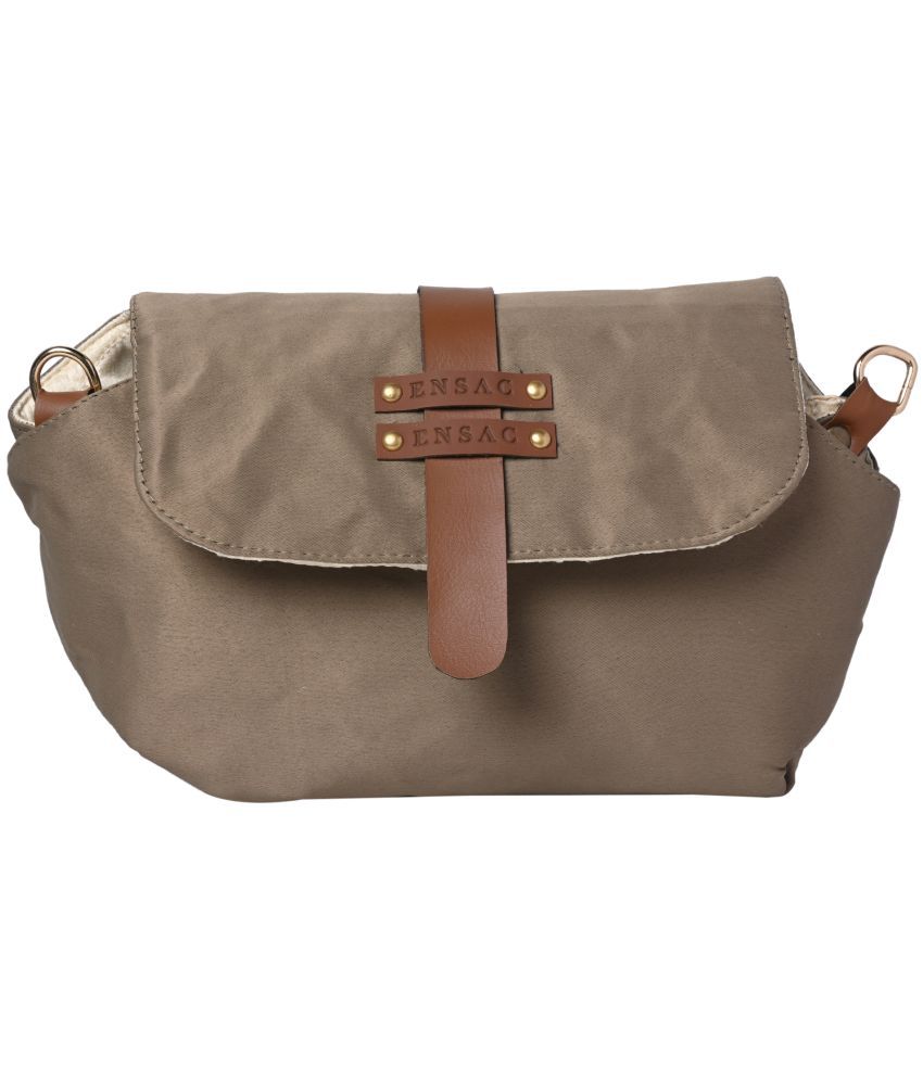     			ENSAC Brown Cotton Sling Bag