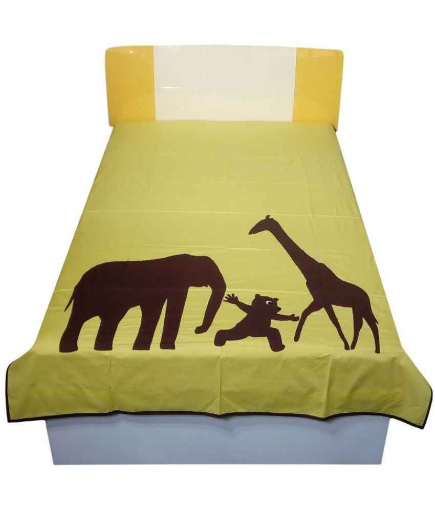     			HUGS N RUGS Cotton Animal 1 Single Bedsheet without Pillow cover - Yellow