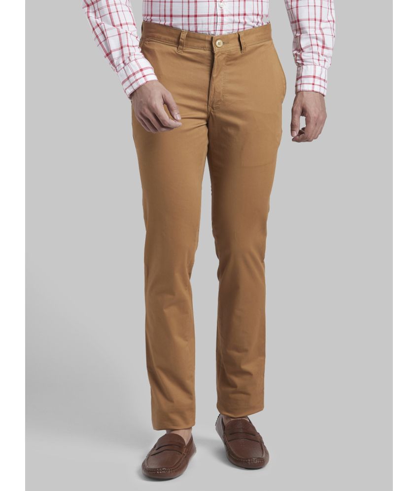     			Parx Slim Flat Men's Chinos - Brown ( Pack of 1 )