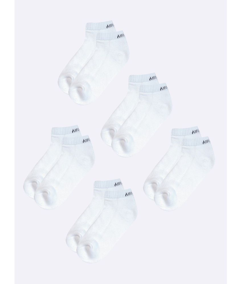     			AIR GARB Cotton Men's Solid White Low Cut Socks ( Pack of 5 )