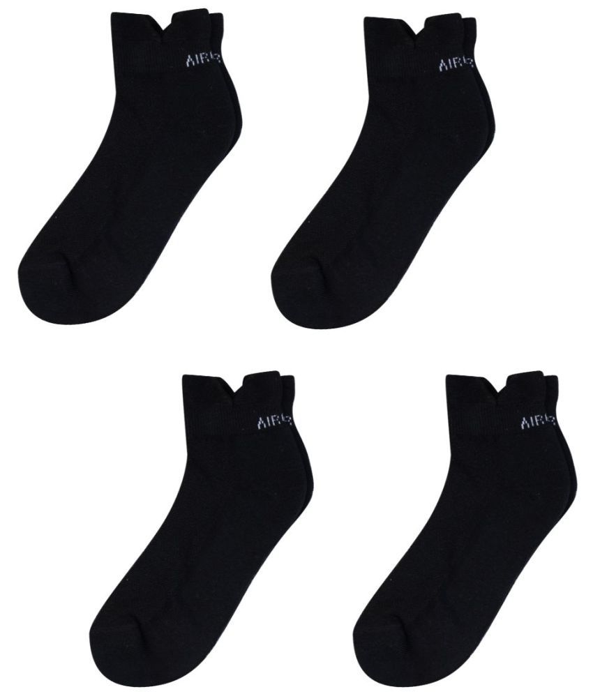     			AIR GARB Cotton Men's Solid Black Low Ankle Socks ( Pack of 4 )