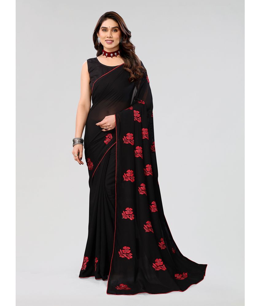     			ANAND SAREES Bangalore Silk Embroidered Saree With Blouse Piece - Black ( Pack of 1 )