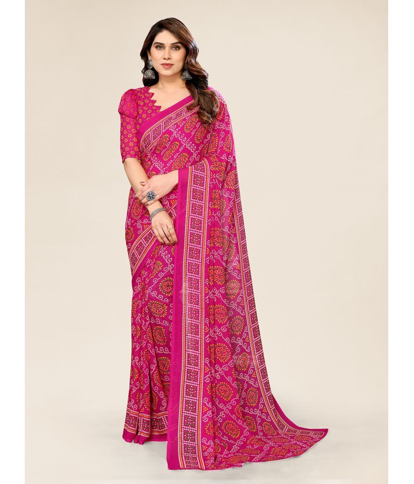     			ANAND SAREES Georgette Printed Saree With Blouse Piece - Pink ( Pack of 1 )