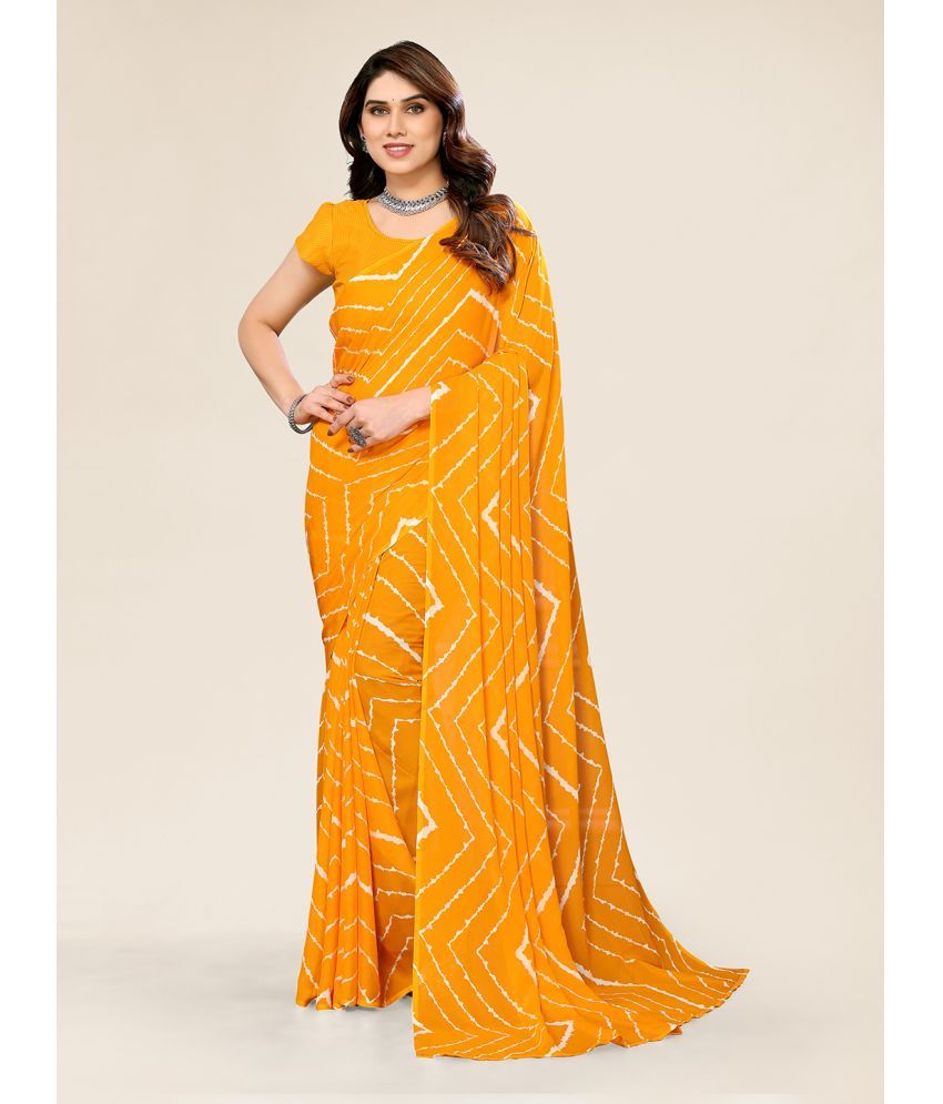     			ANAND SAREES Georgette Printed Saree With Blouse Piece - Yellow ( Pack of 1 )