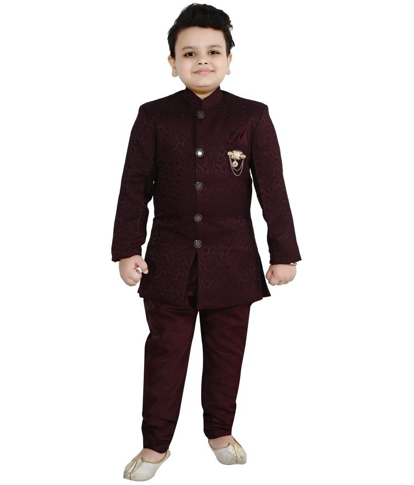     			Arshia Fashions Jacquard Sherwani For Boys ( Pack of 1 , Maroon )