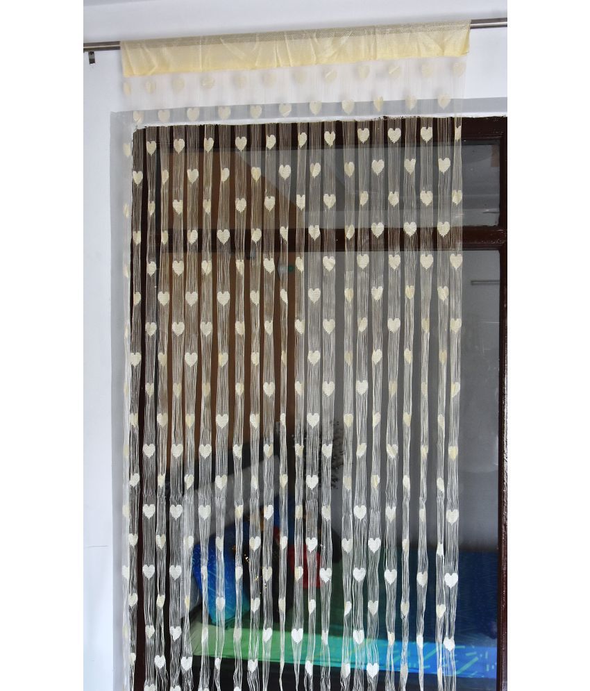     			Handloomwala Abstract Semi-Transparent Rod Pocket Curtain 6.5 ft ( Pack of 1 ) - Cream