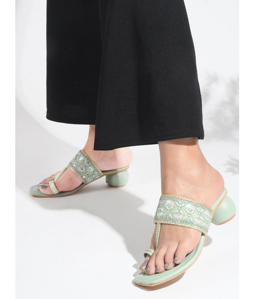     			JM Looks Green Women's Slip On Heels