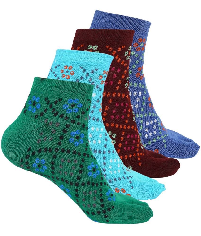     			Kolor Fusion Cotton Blend Men's Printed Multicolor Ankle Length Socks ( Pack of 4 )