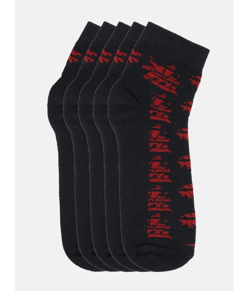     			Kolor Fusion Cotton Blend Men's Printed Black Mid Length Socks ( Pack of 5 )